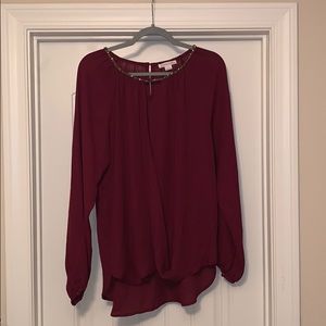 Burgundy chiffon blouse